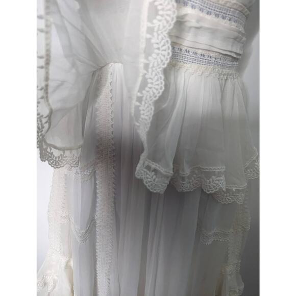 Rococo Sand Mia Maxi Dress White Lace Trim Handkerchief Hem Resort XS NWT - Picture 12 of 13
